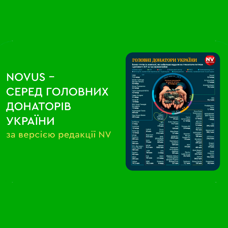 NOVUS — серед головних донаторів України за версією редакції NV