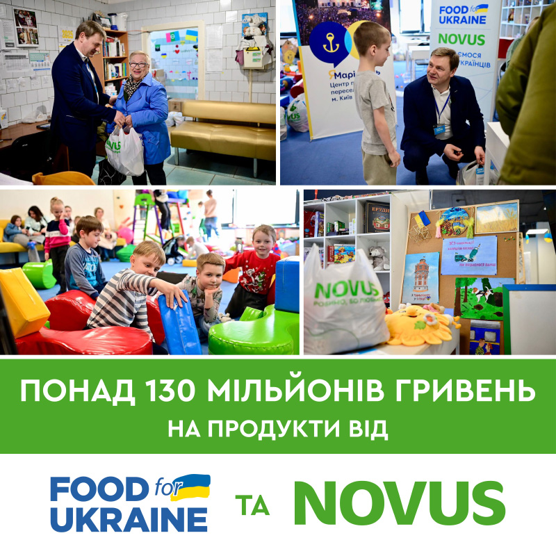 Понад 130 мільйонів гривень на продукти від Food for Ukraine та NOVUS