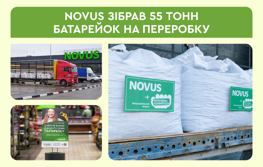 NOVUS зібрав 55 тонн батарейок на переробку