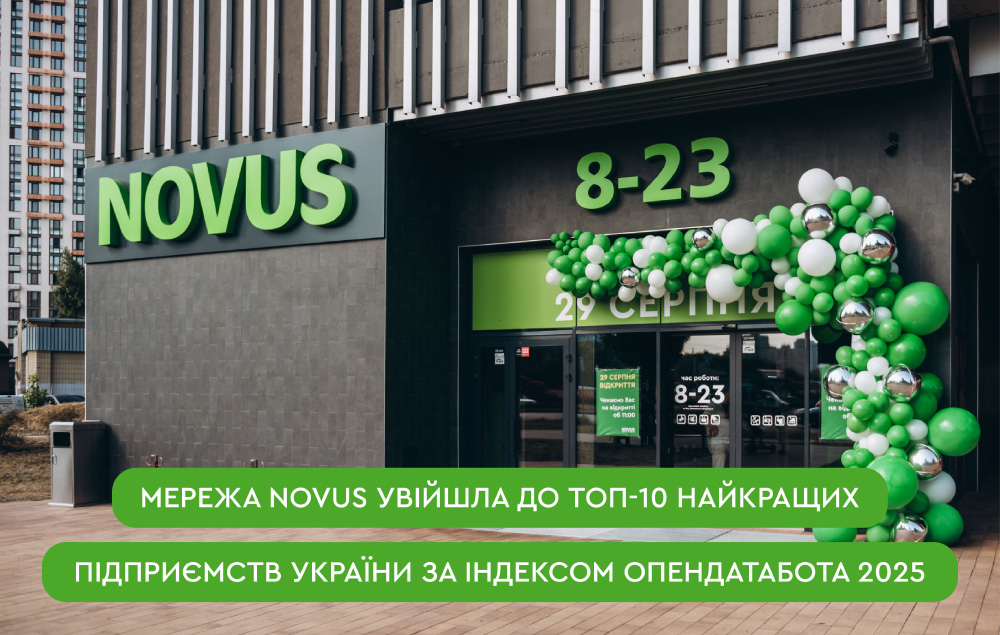 Мережа NOVUS увійшла до топ-10 найкращих підприємств України за Індексом Опендатабота 2025